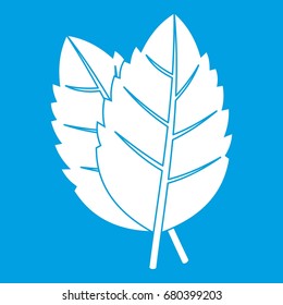 Two basil leaves icon white isolated on blue background vector illustration
