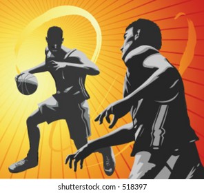 Two basket ball players on a one on one contest. Part of my vector sports series.