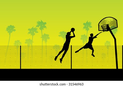 two basketball players, vector illustration