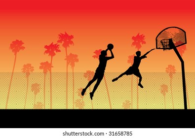 two basketball players, vector illustration