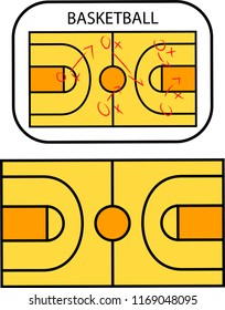 
Two basketball tactic board with red marker.