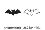 Two bat outlines with transparent background