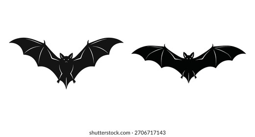Two bat silhouettes are displayed against a white background creating a spooky Halloween vibe