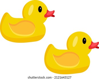Two bath ducks, illustration, vector on a white background.