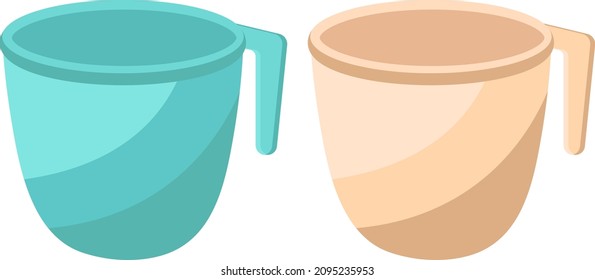 Two bath mugs, illustration, vector on a white background.