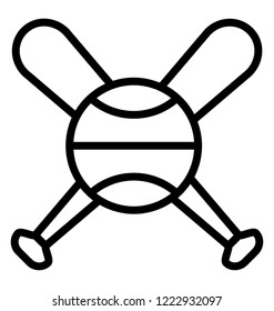 Two bats of baseball games line icon design 