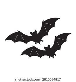 Two bats in synchronized flight silhouette