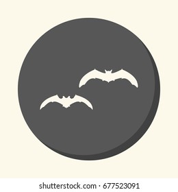 Two bats, vector round icon with the illusion of volume, simple color change