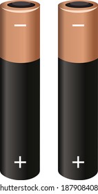 Two batteries ,illustration, vector on white background.