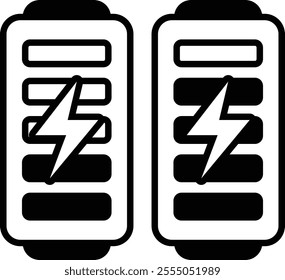 Two batteries with a lightning bolt on them