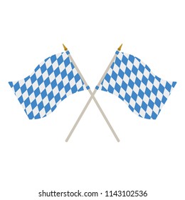 Two Bavarian Flags - Two waving Bavarian flags isolated on white background