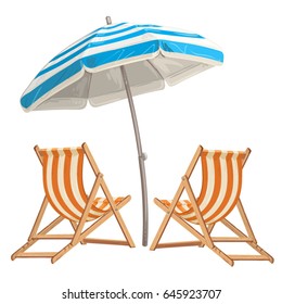  Two beach chair with umbrella