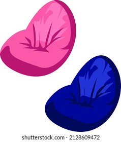 Two bean bags, illustration, vector on a white background.