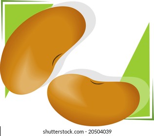  two beans in  green background	