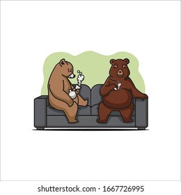 TWO BEAR SMOKING WEED ON SOFA