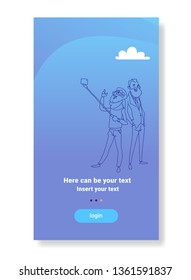 two bearded men taking selfie photo smartphone camera couple tourists vacation traveling concept vertical copy space