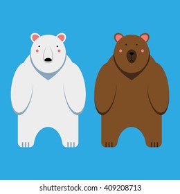 two bears flat vector illustration