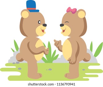 Two bears gossiping 