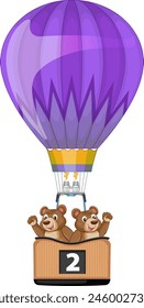 Dos osos en un globo aerostático, divirtiéndose