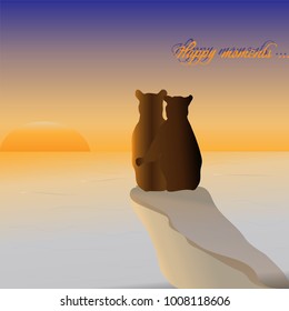Two bears meet the dawn. For the holiday of lovers.