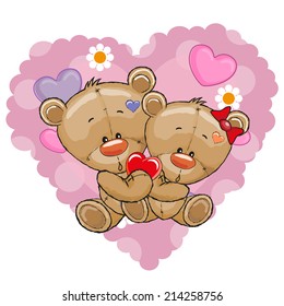 Two Bears on a background of heart