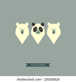 Two bears and panda vector design