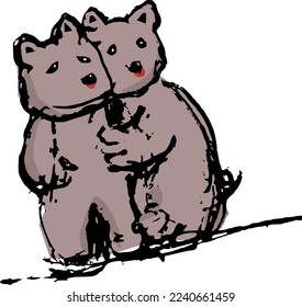 Two Bears Posing For A Photograph Cartoon Vector Isolated