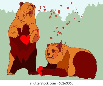 Two bears sharing Valentine's Day