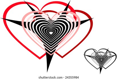 Two beautiful abstract hearts. A card by day enamoured.