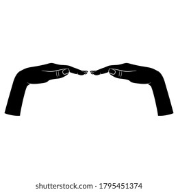 Two beautiful female hands in elegant gesture. Black and white silhouette.