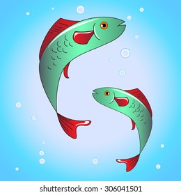 Two beautiful fish swim under water
