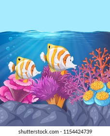 Two beautiful fish underwater illustration