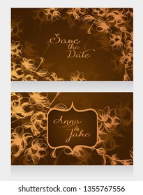 Two beautiful floral wedding invitations, vector illustration