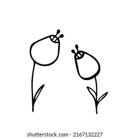 Dos hermosas flores. Ilustración vectorial.