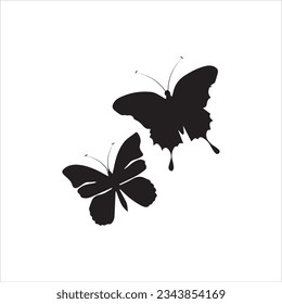 Two beautiful flying Butterflies silhouette vector art.