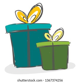 Two beautiful gift boxes vector or color illustration