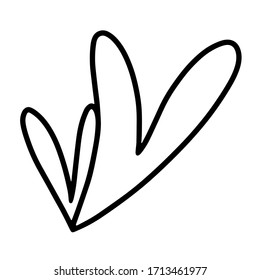 Dos hermosos corazones de forma abstracta sobre un fondo blanco. Dibujo en blanco y negro de dos corazones de primer plano. Objetos vectoriales aislados para tarjetas de felicitación, invitación, impresión.