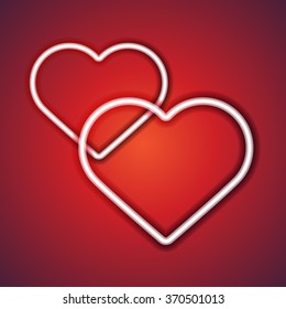 Two beautiful hearts on a red background