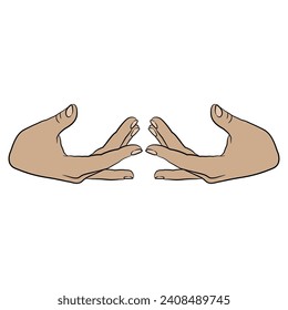 Two beautiful human female hands with open fingers in elegant gesture. Isolated vector illustration.