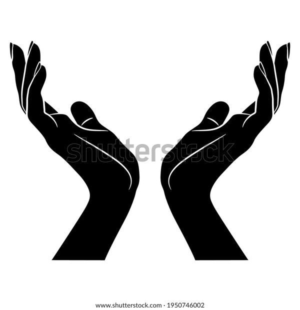 Two Beautiful Raised Female Hands Elegant Stock Vector (Royalty Free ...