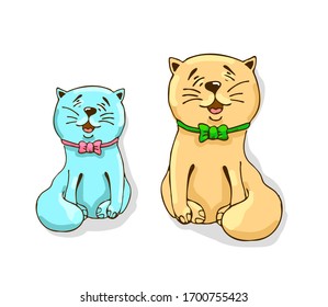 two beautiful singing cartoon cats