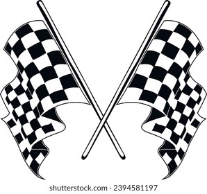 Dos bellas y elegantes banderas de cuadros, para crear un logo, bandera de cuadros negros y blancos. Bandera de carreras vectoriales.  El campeonato marcó banderas simples.