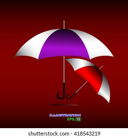 two beautiful umbrella with a combination of two colors , vector illustration