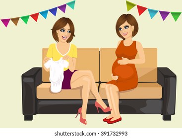 two beautiful women on a baby shower party