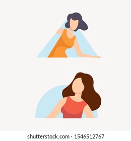 Two beautiful women. Vector flat style