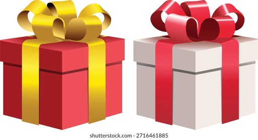 Dos cajas de regalo bellamente envueltas con cintas vibrantes perfectas para celebraciones y ocasiones especiales