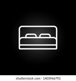 two bedroom bed neon icon. Elements of hotel set. Simple icon for websites, web design, mobile app, info graphics