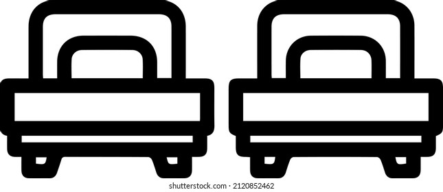 two beds illustration vector icon