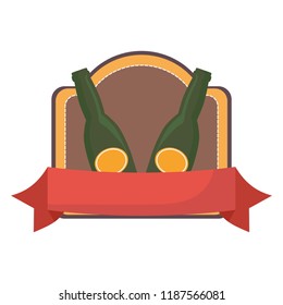 two beer bottle drink beverage emblem