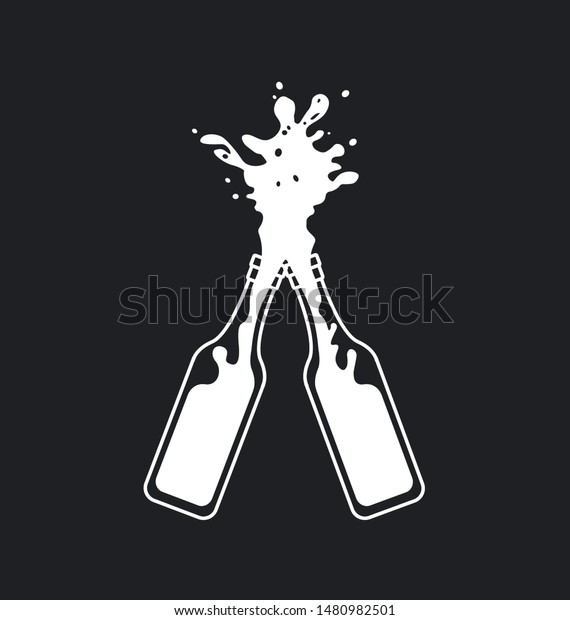 Two Beer Bottles Clinking Glasses Party Stock Vector (Royalty Free
